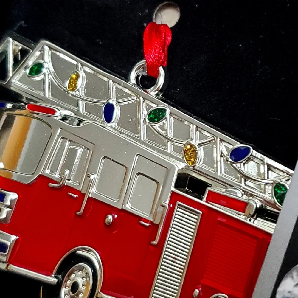 Christmas Tree Holiday Ornament Brilliant Bright Red Fire Engine Truck 3.5' - Picture 9 of 16